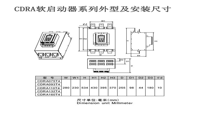 軟起動(dòng)安裝尺寸和外形